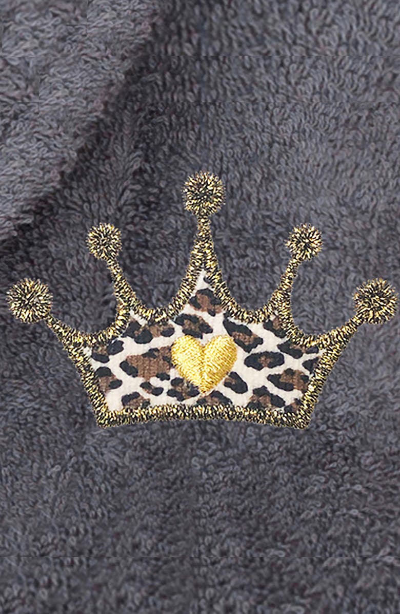 Linum Home Textiles Cheetah Crown Design Embroidered Terry Bathrobe, Alternate, color, Gray