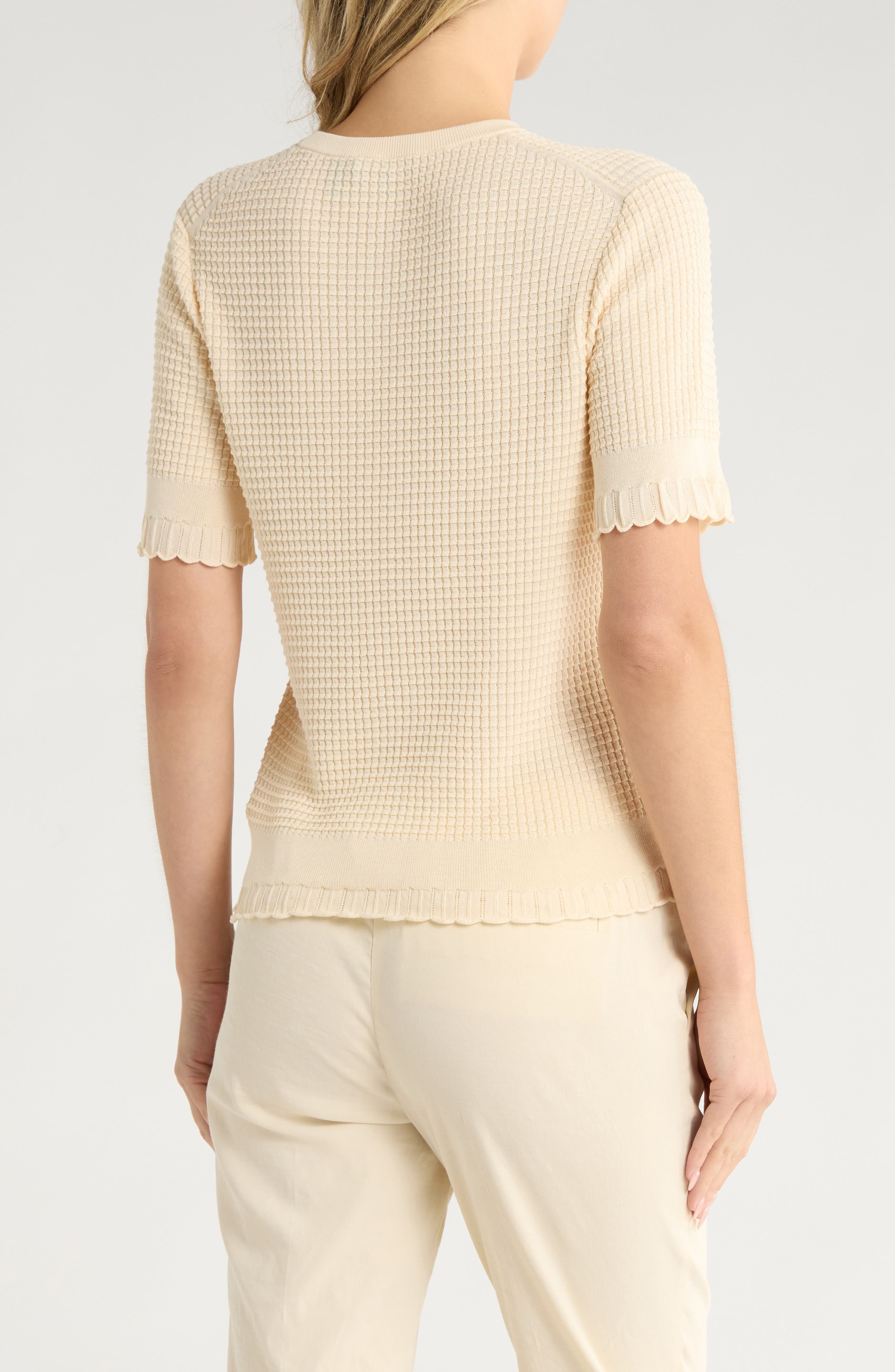 Bristol Lace Trim Waffle Knit Sweater Top - image 2
