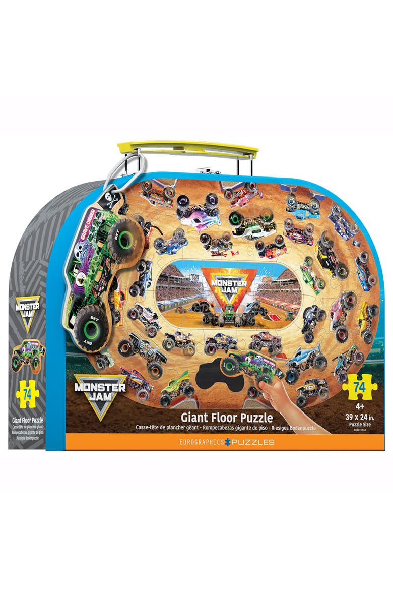 Monster Jam Giant Floor Puzzle 74Piece, 39"X24" Carry Case, 4+, Main, color, Multicolored