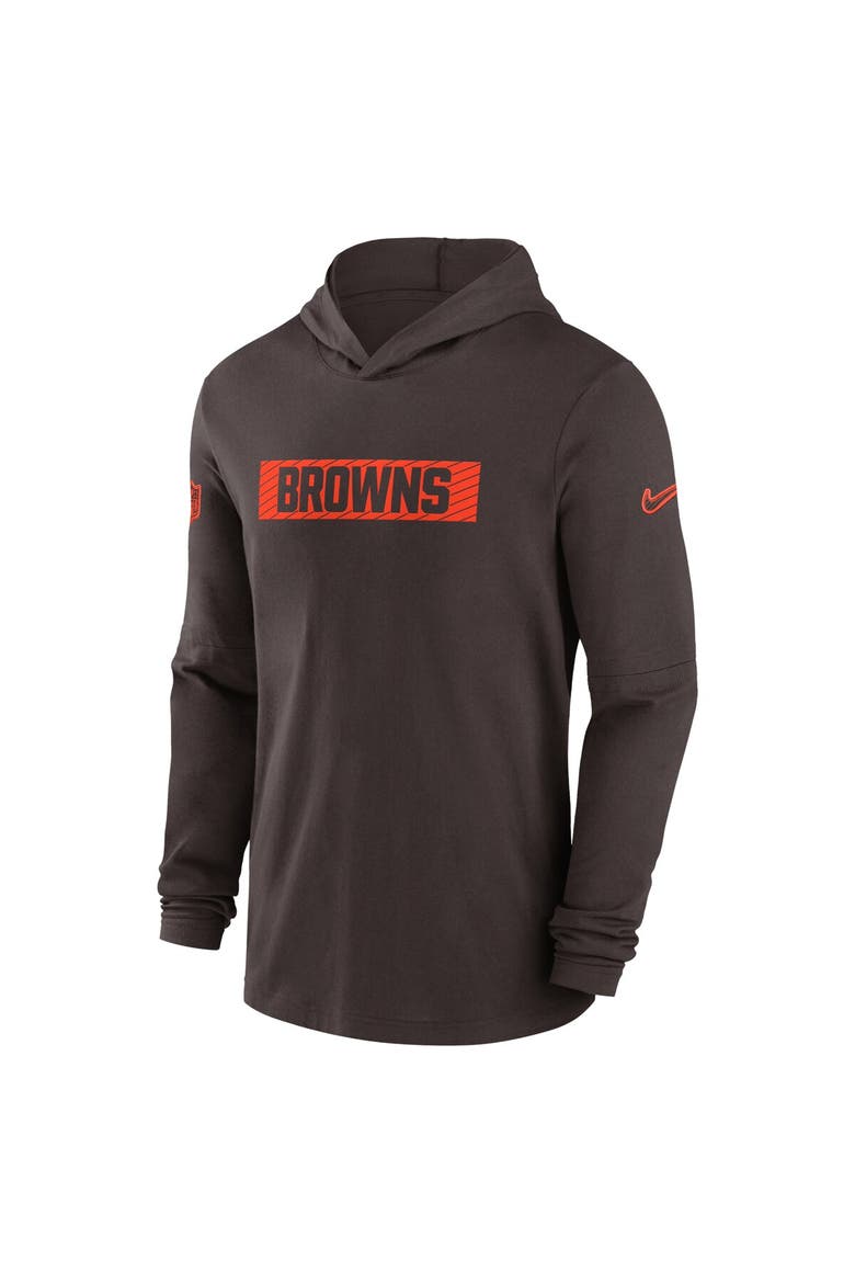 Men's Nike Brown Cleveland Browns Sideline Hoodie Performance Long Sleeve T-Shirt, Alternate, color, Brown