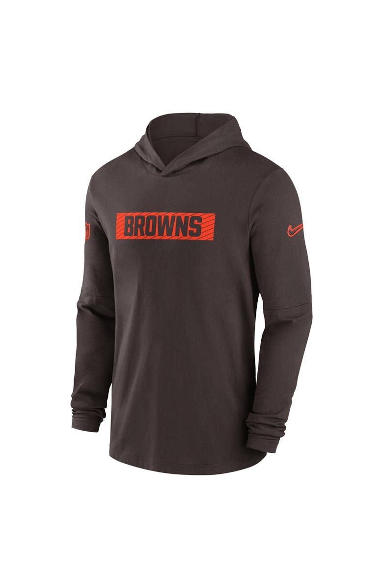 Nike Men's Nike Brown Cleveland Browns Sideline Hoodie Performance Long Sleeve T-Shirt, Alternate, color, Brown