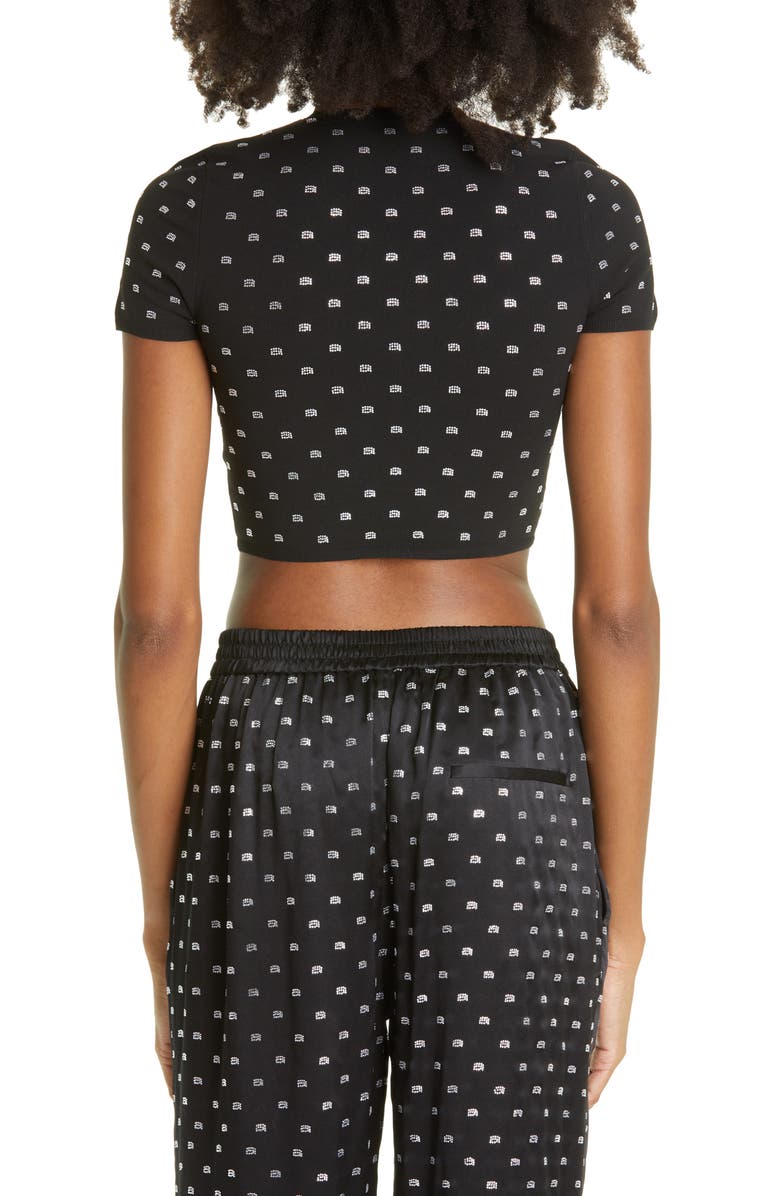 Alexander Wang Crystal Logo Crop T-Shirt, Alternate, color, 