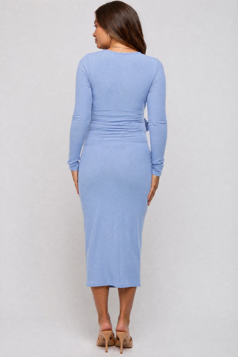 Ribbed Long Sleeve Wrap Dress, Alternate, color, Light Blue