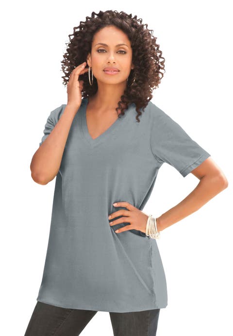 Plus Size Cotton Ultimate V-Neck Tee (Plus)