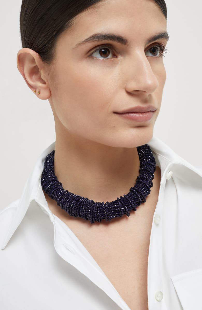 Brunello Cucinelli Sandstone and silver choker, Alternate, color, Night