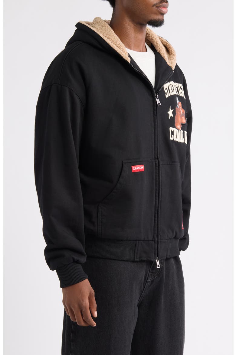 x Street Fighter II Balrog Faux Shearling Lined Hoodie, Alternate, color, BLACK