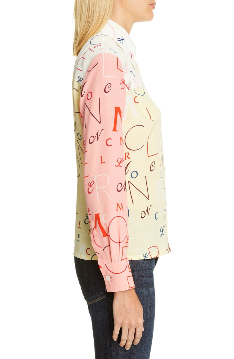 Moncler Genius by Moncler x 2 Moncler 1952 Letter Print Silk Shirt, Alternate, color, 