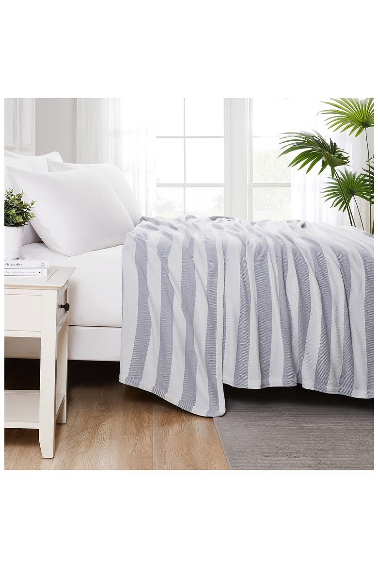 Striped Cotton Luxury Blanket, Main, color, GREY