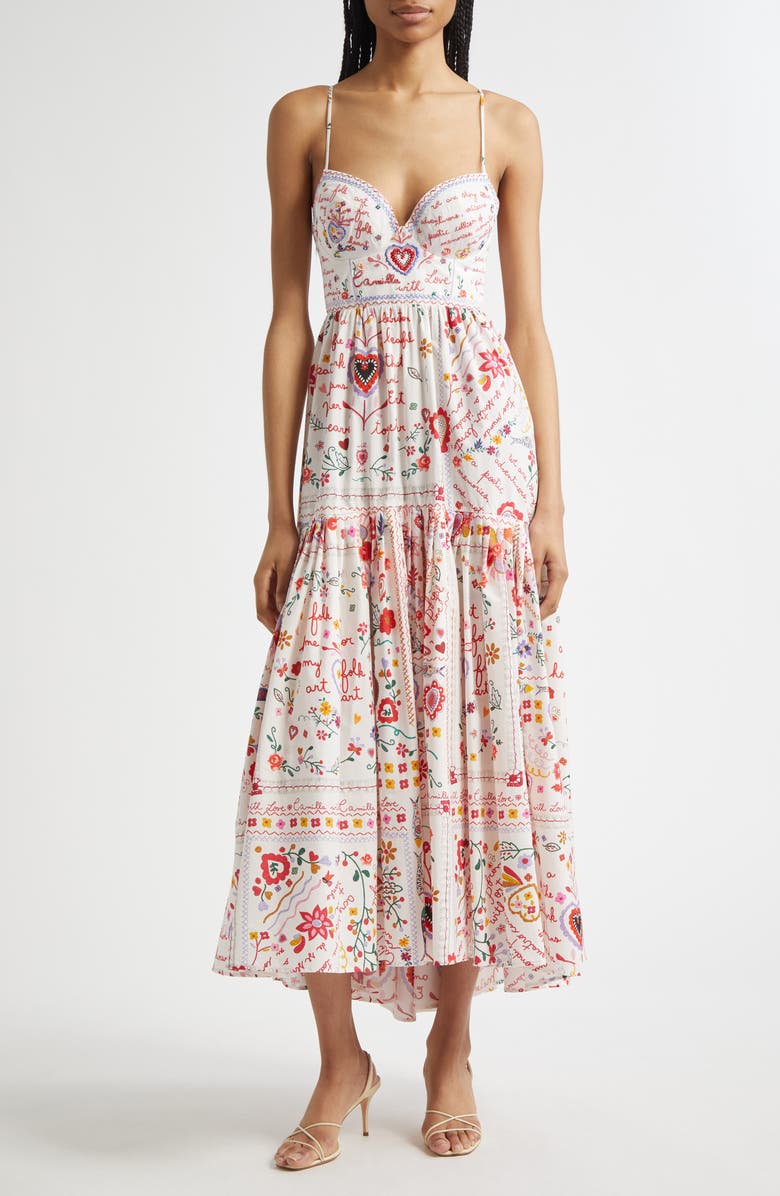 Camilla Tiered Organic Cotton Poplin Sundress, Main, color, A Kitsch In Time