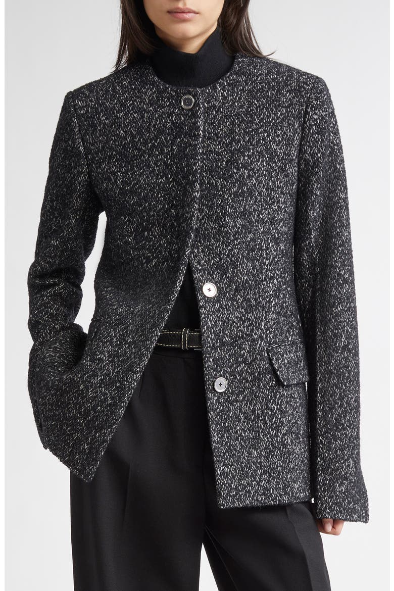 じょん　un/unbient Wool No-collar Jacket Collarless Cinched Wool Blend Jacket (Women) | Nordstrom