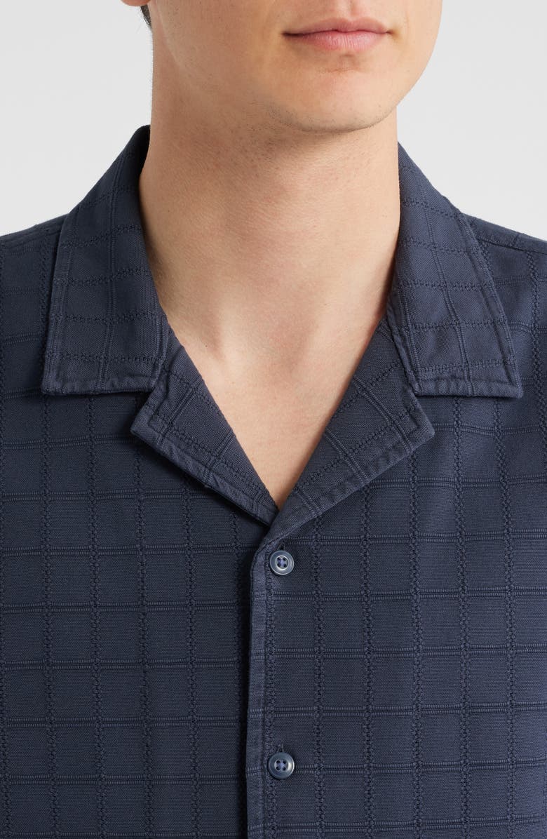 Treasure & Bond Grid Eyelet Cotton Camp Shirt, Alternate, color, Navy India Ink