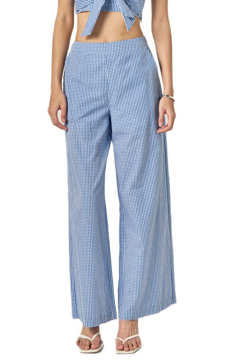 Check Wide Leg Pants, Main, color, BLUE