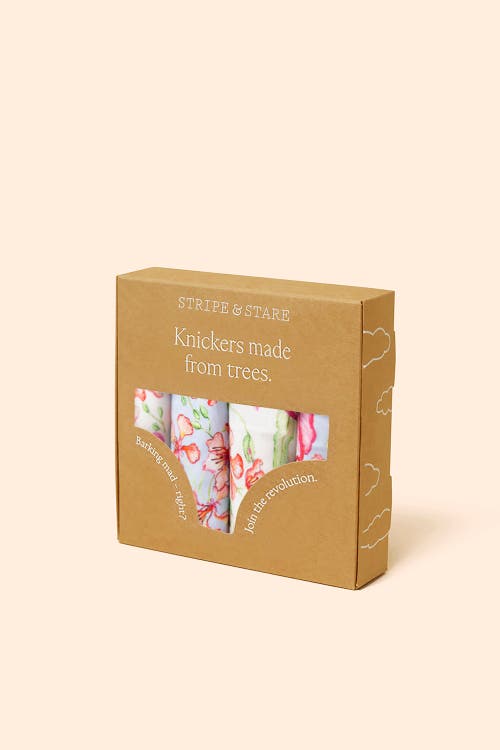 Stripe & Stare The Original Knicker Four Pack Pastel Poppy In Pastel Poppy