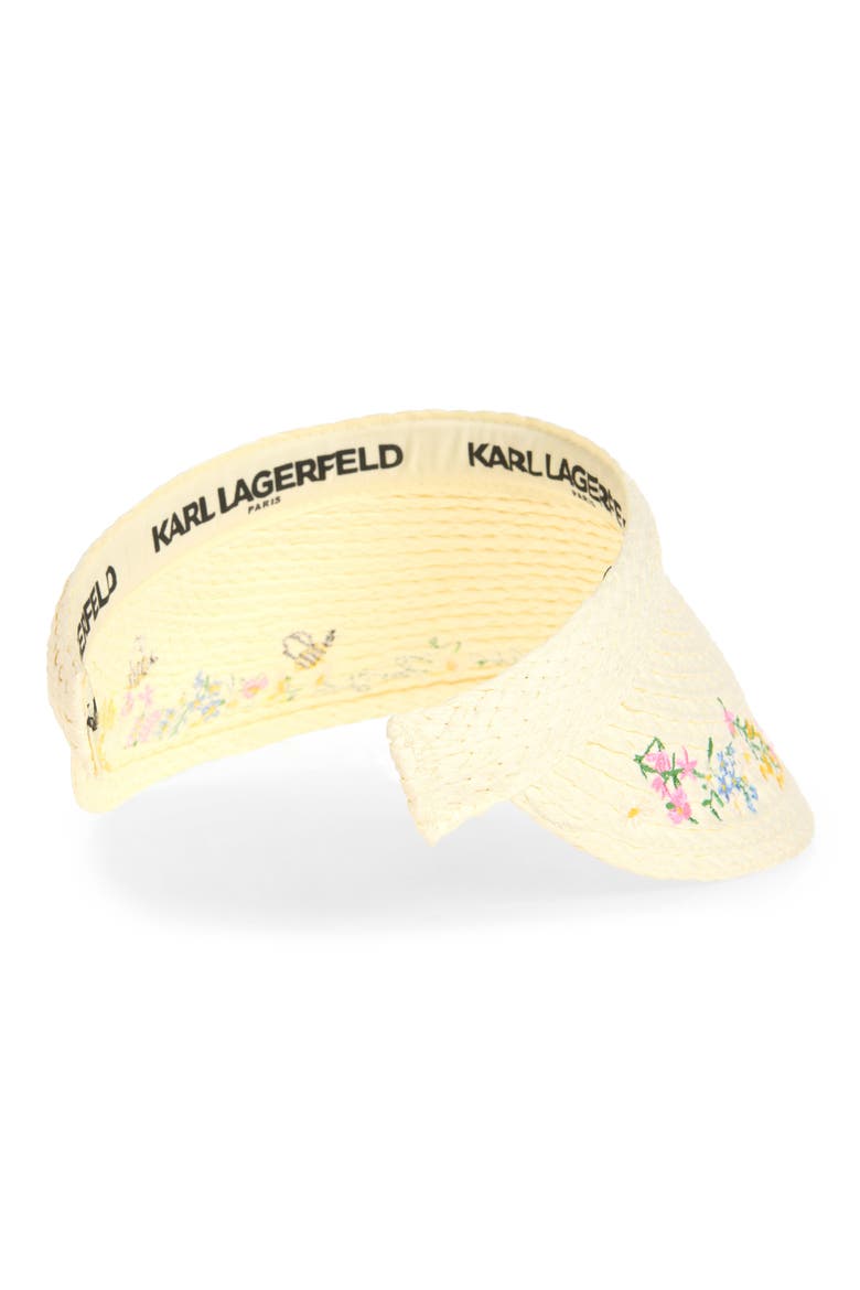Floral Border Straw Visor, Alternate, color, IVORY