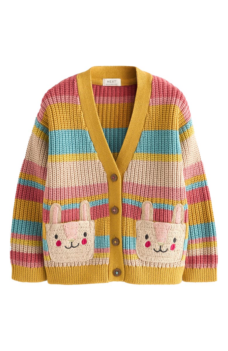 NEXT Kids' Bunny Stripe V-Neck Cardigan, Main, color,