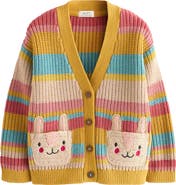 NEXT Kids' Bunny Stripe V-Neck Cardigan