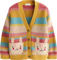 NEXT Kids' Bunny Stripe V-Neck Cardigan