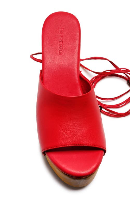 Free People Front Row Ankle Wrap Platform Sandal In Salsa Leather