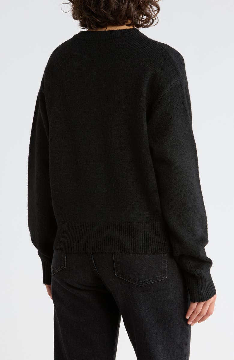 Elodie Bow Button Cardigan, Alternate, color, Black