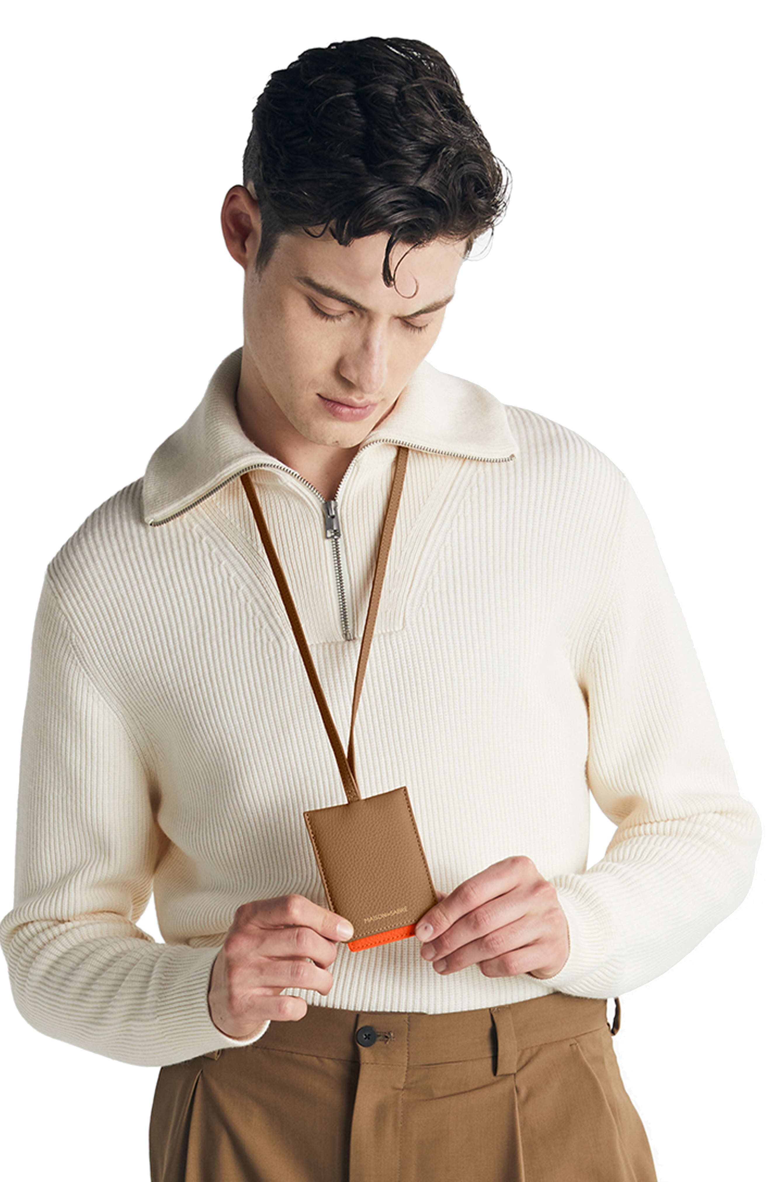 MAISON de SABRÉ Leather ID Lanyard, Alternate, color, Manhattan Sandstone