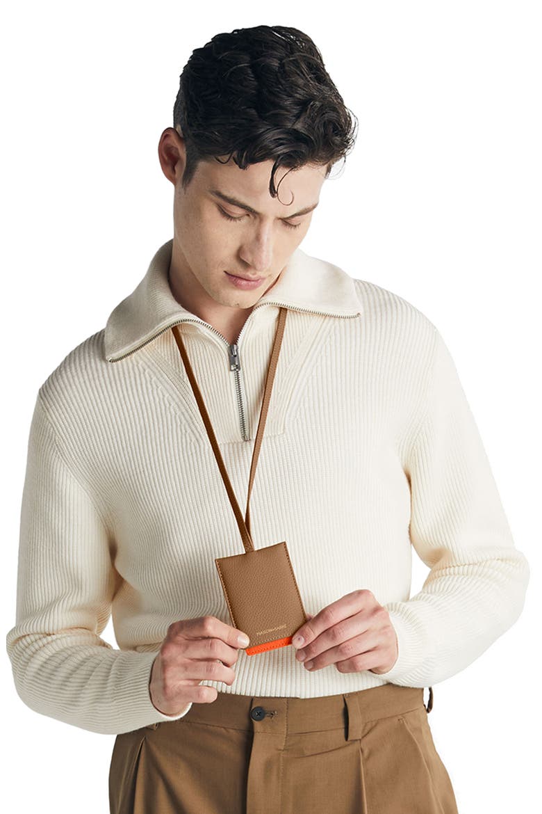 Leather ID Lanyard, Alternate, color, Manhattan Sandstone