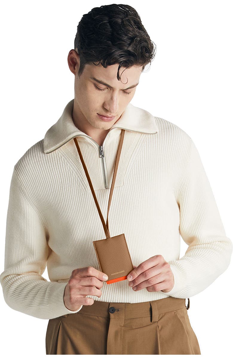 MAISON de SABRÉ Leather ID Lanyard, Alternate, color, Manhattan Sandstone