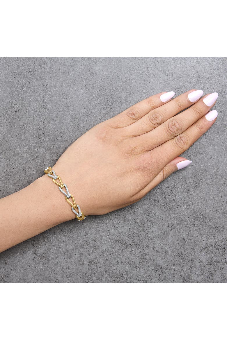 Gold Vermeil 1/7 Cttw Diamond Bold Knot Link Bracelet, Alternate, color, Silver