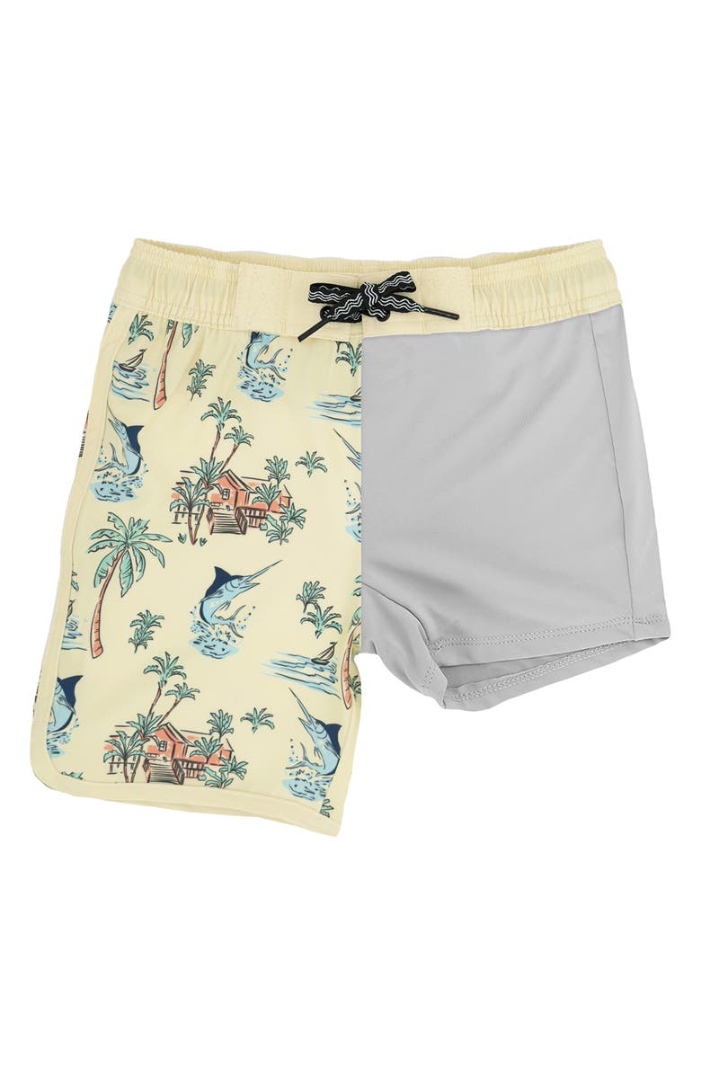 Feather 4 Arrow Kids' Sun Glow Scallop Board Shorts, Alternate, color, 