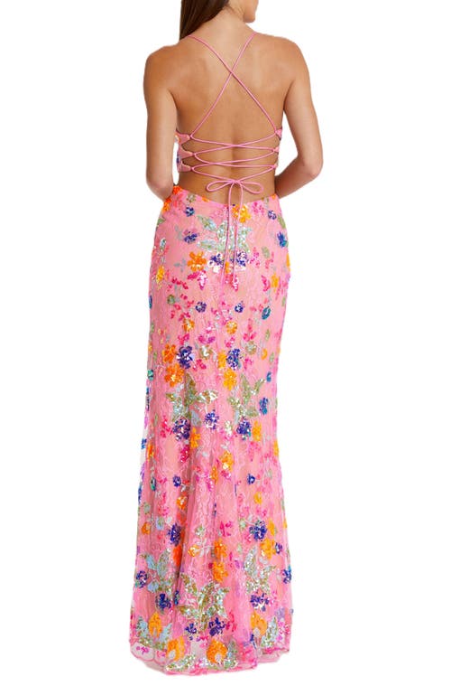 MAC DUGGAL MAC DUGGAL EMBELLISHED LACE STRAPPY COLUMN GOWN