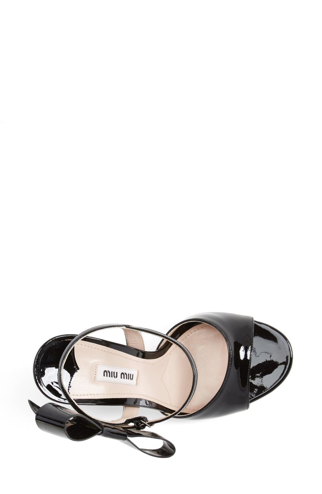 Bow Leather Sandal, Alternate, color, BLACK