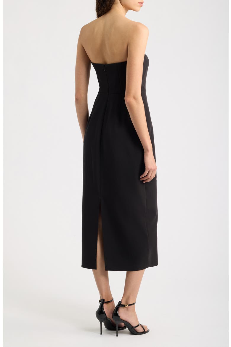 Embroidered Placed Floral Strapless Dress, Alternate, color, BLACK