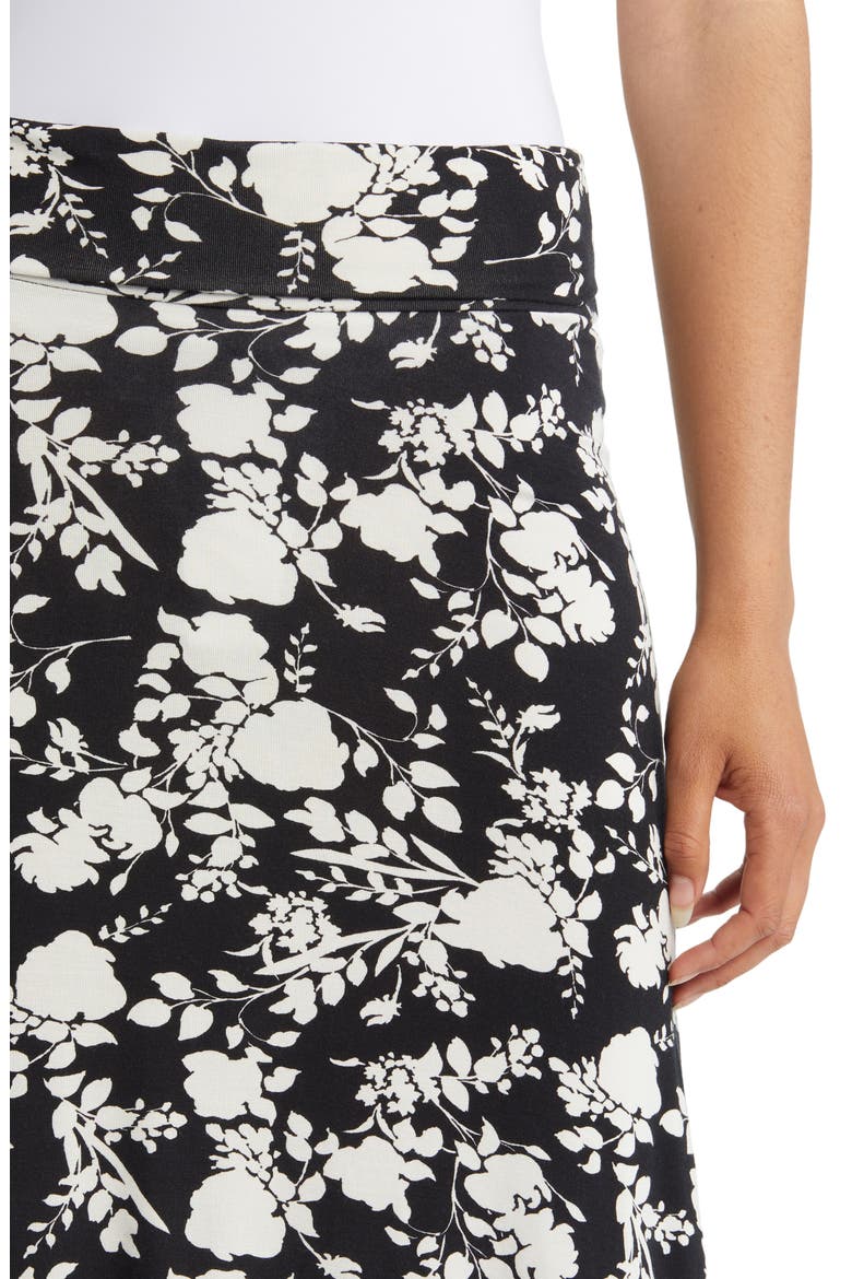 Floral Roll Top Maxi Skirt, Alternate, color, BLACK/IVORY