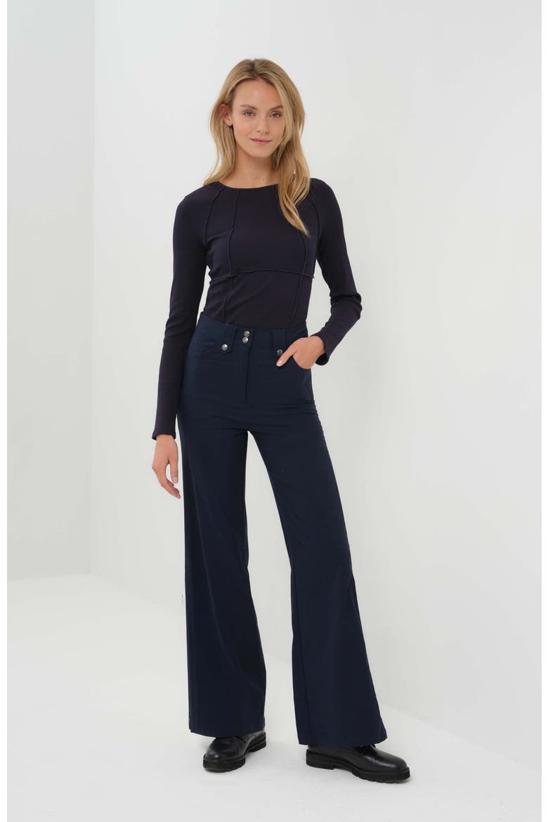 Harley Midweight Travel Wide Leg Pant, Alternate, color, Navy