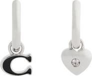 COACH Signature C Mismatch Enamel Drop Huggie Hoop Earrings