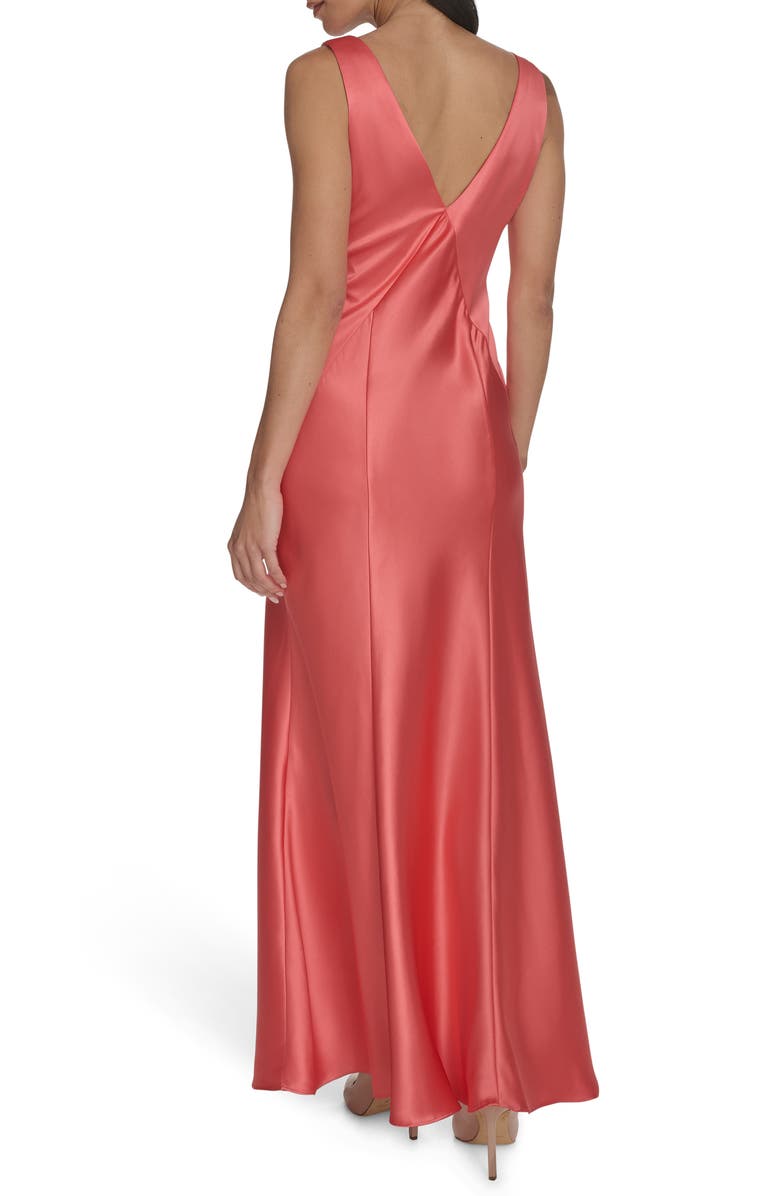 Draped Neck Satin Gown