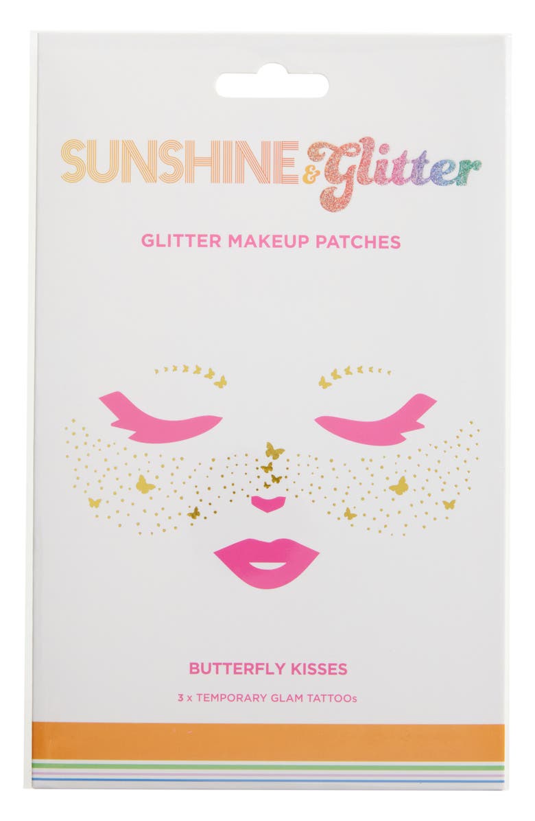 Sunshine & Glitter Kids' Butterfly Kisses Temporary Tattoos, Main, color, Gold