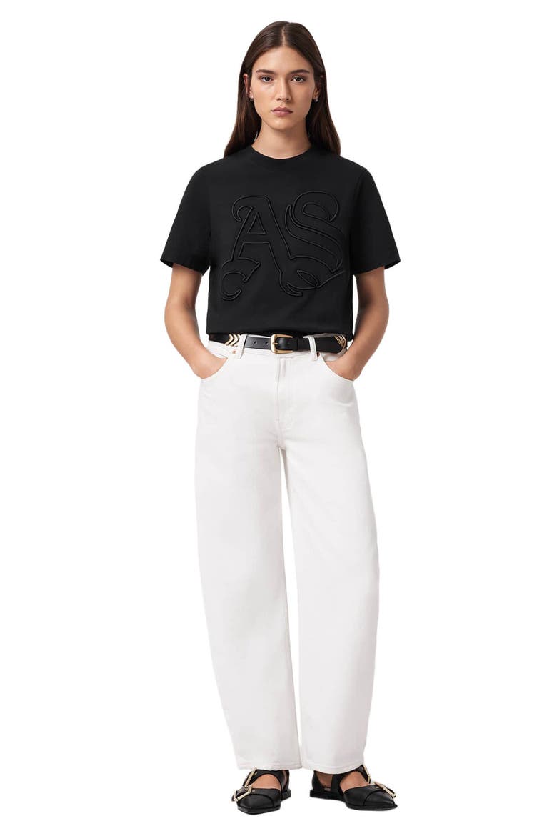 Lisa Embroidered Cotton T-Shirt, Alternate, color, BLACK