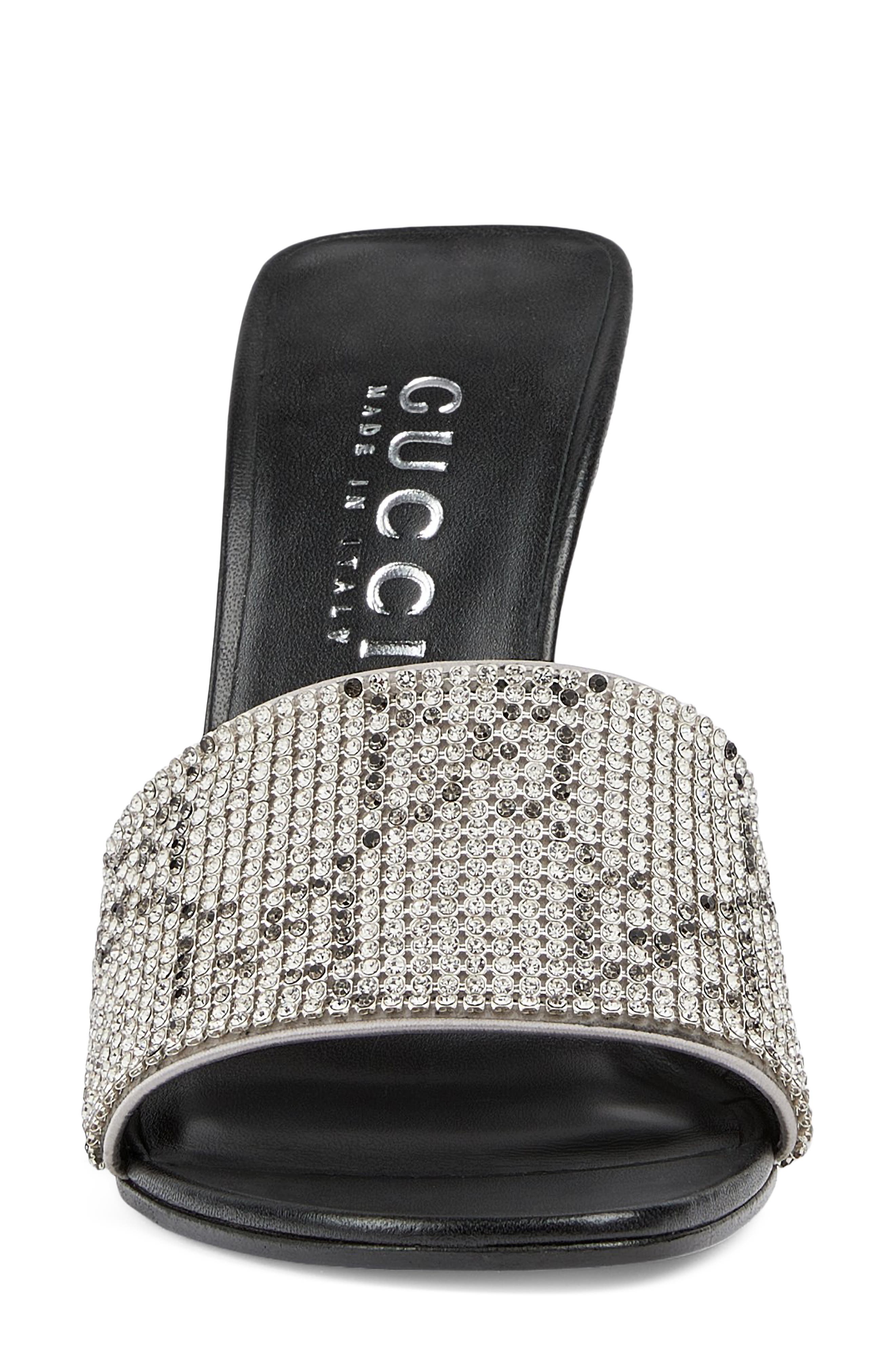 Gucci Bombshell Trinity Crystal Sandal, Alternate, color, Light Grey/ Crystal