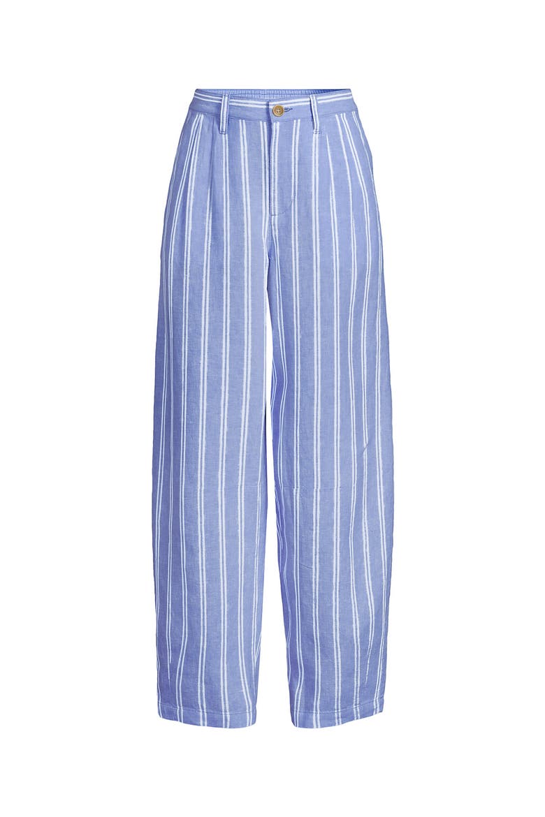Linen High Rise Pleated Barrel Leg Pants, Alternate, color, Clear Blue Sky Double Stripe