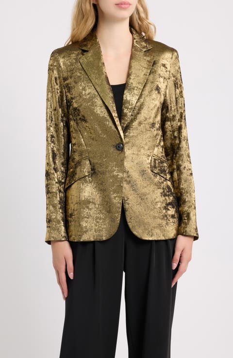 One-Button Metallic Blazer