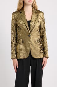 Anne Klein One-Button Metallic Blazer