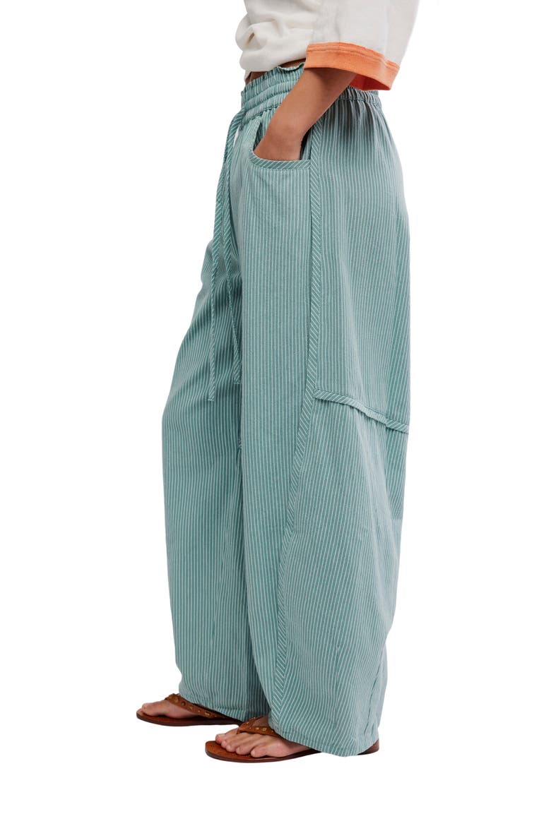 Something Good Pinstripe Cotton Drawstring Pants, Alternate, color, BLUE TRELLIS COMBO