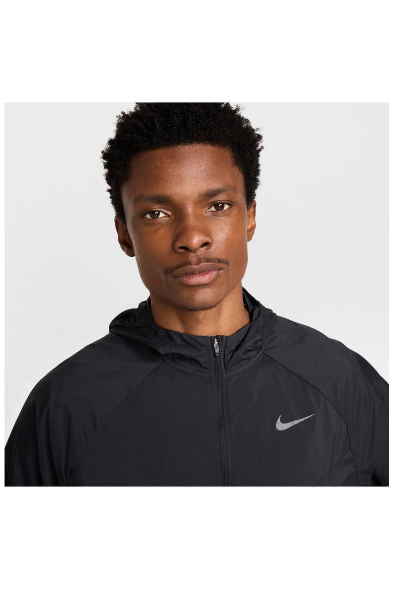 Stride Dri-FIT UV Hooded Running Jacket, Alternate, color, 010 BLACK/REFSIL