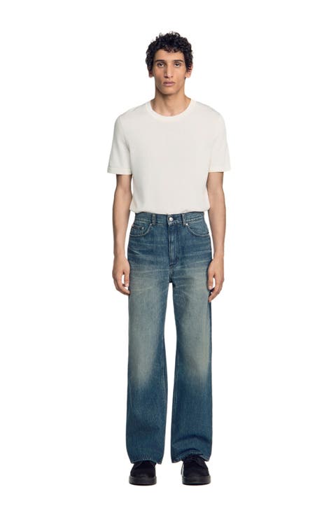 Baggy Faded Cotton Jeans