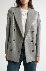 Golden Goose Journey Sequin Microhoundstooth Boyfriend Blazer