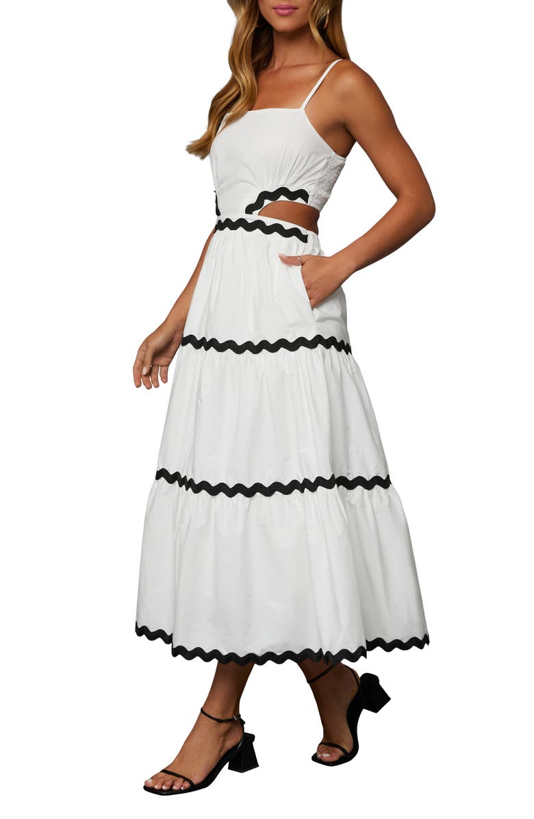 VICI Collection Monica Rickrack Trim Cutout Midi Dress, Alternate, color, 