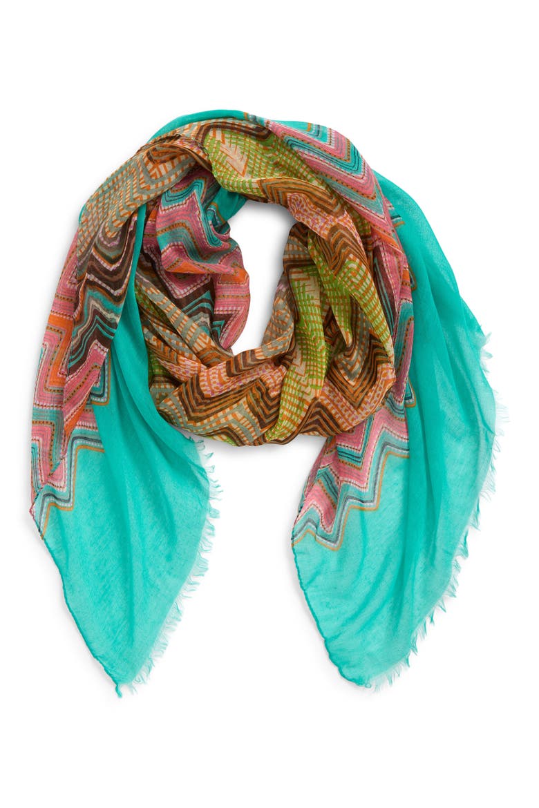 Zigzag Print Scarf, Main, color, MULTI