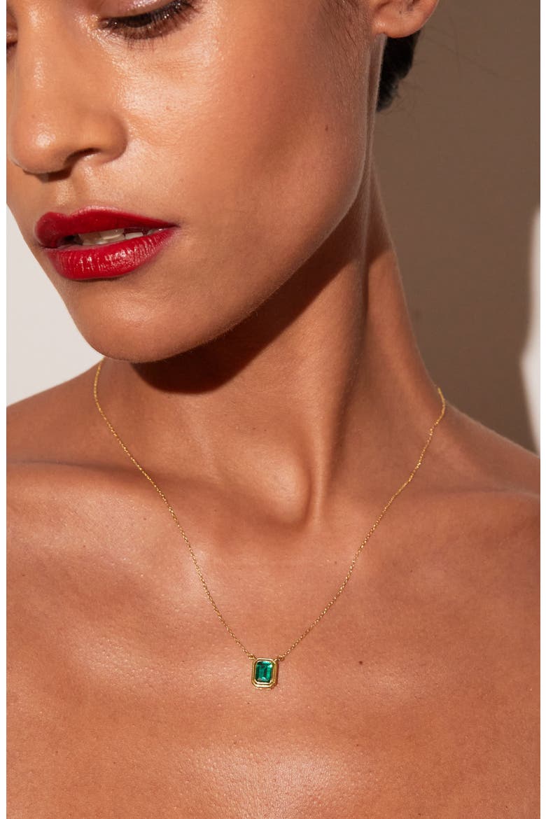 Lab Grown Emerald Heirloom Necklace, Alternate, color, Yellow Gold Vermeil