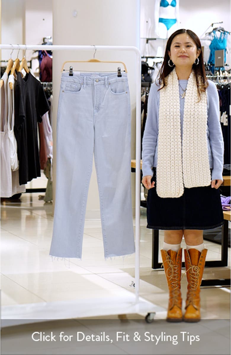 Soft-Tech Good Curve Frayed High Waist Ankle Straight Leg Jeans, sales video thumbnail