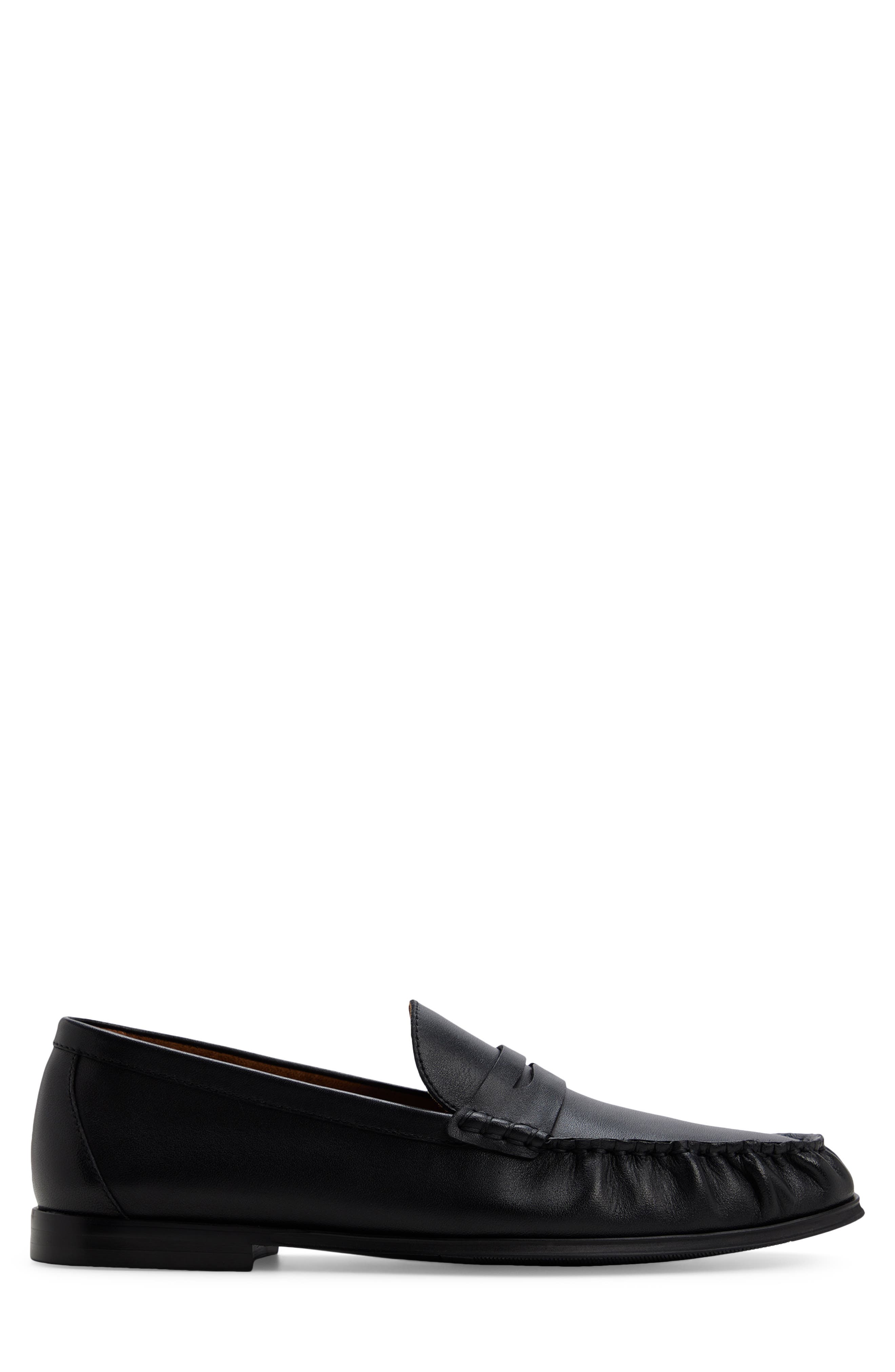 Mikah Leather Penny Loafer, Alternate, color, BLACK/ BLACK
